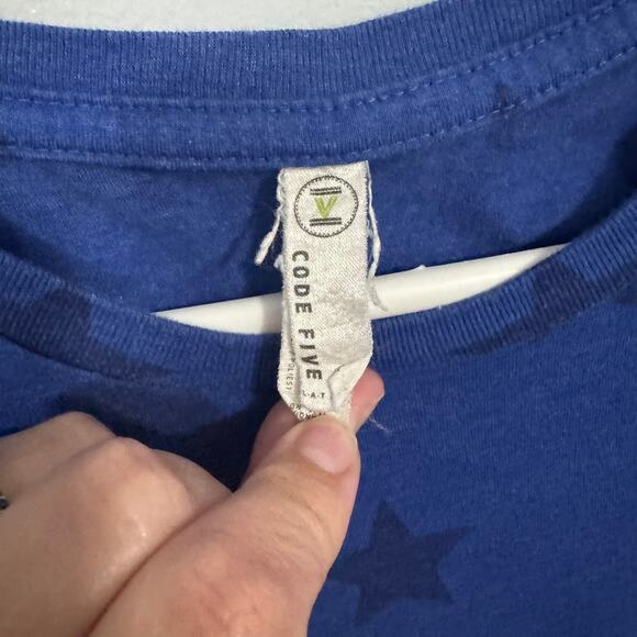 CODE FIVE Blue Short Sleeve Crewneck Tee Shirt USA w/ Stars Women's Plus Size 3X - Picture 4 of 7